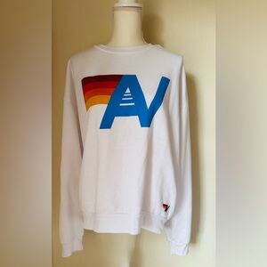 Aviator Nation Women’s White Logo Crewneck Sweatshirt | Size Medium